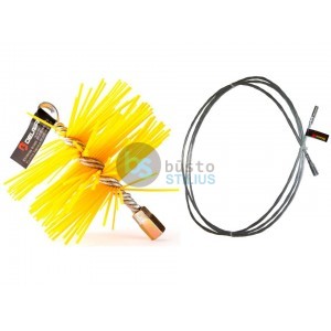 Kamino valymo šepetys D150mm (plastikinis) su 3 m metaliniu trosu